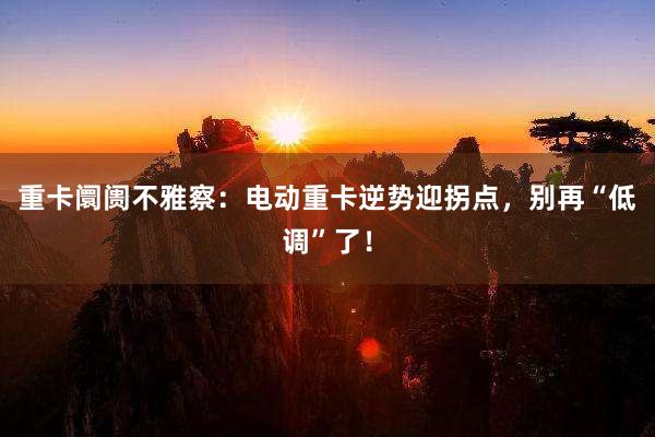 重卡阛阓不雅察：电动重卡逆势迎拐点，别再“低调”了！